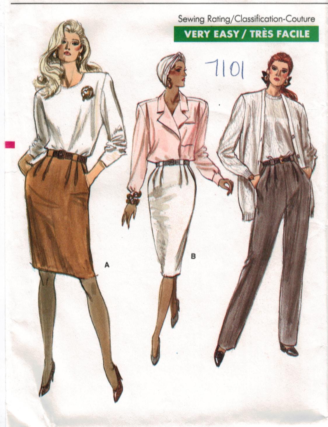 Vogue Pattern 7101 Very Easy Very Vogue Skirts And Pants Sizes 12 14