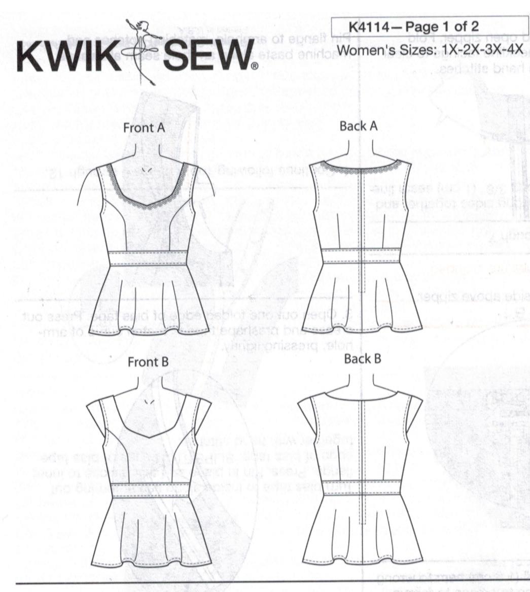 Kwik Sew Pattern Misses V Neck Sleeveless Tops With Princess Seams