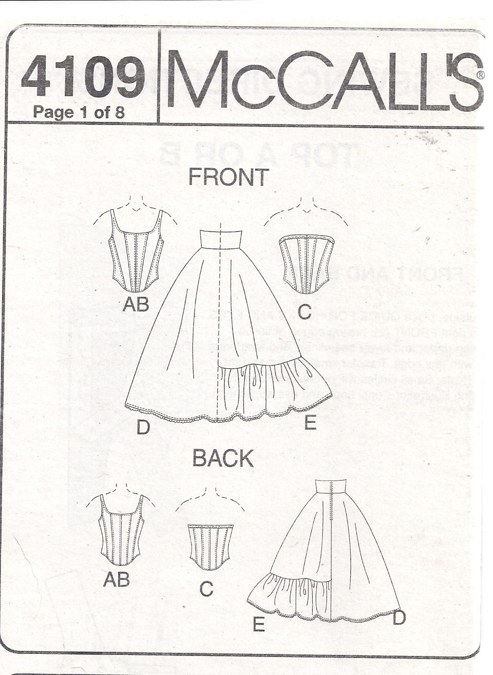 McCalls Pattern 4109 Wedding Bride Lingerie Petticoat, Slip, Bustier ...