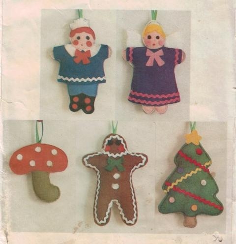 butterick felt pattern christmas hanging tree decorations ornaments skirt