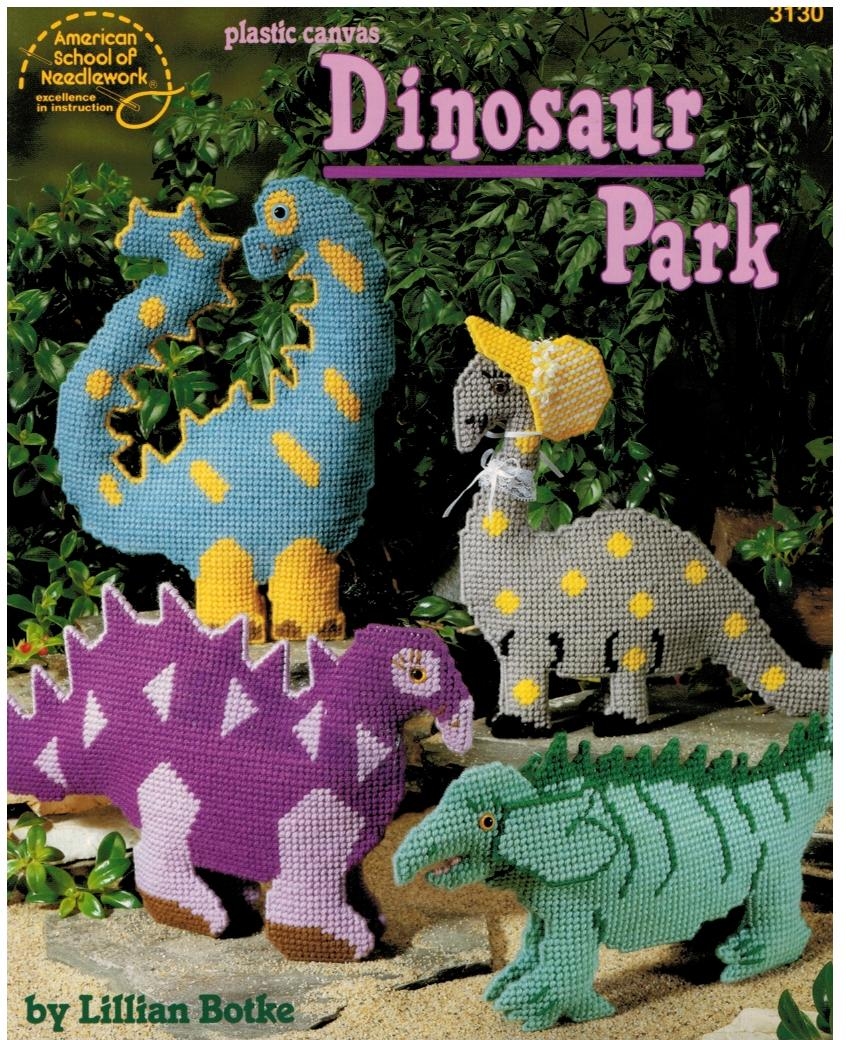 American School of Needlework Book #3130 Plastic Canvas Dinosaur