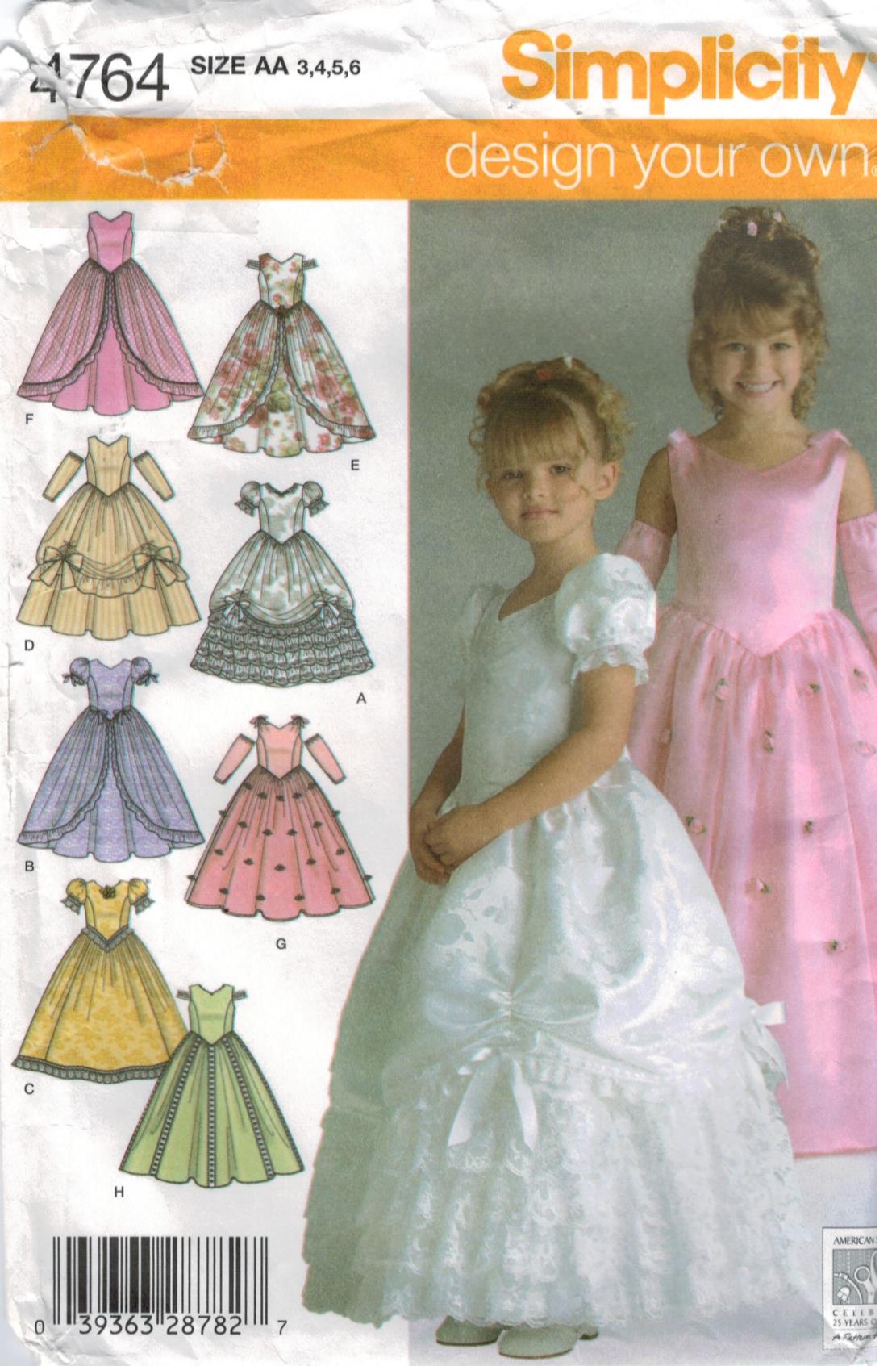 Simplicity Pattern  4764 Toddler  and Girls Pagent Formal  