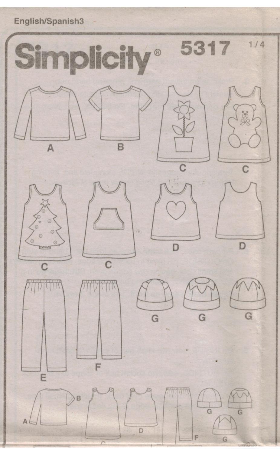 Simplicity Pattern 5317 Designer appliqued children’s outfits Sizes 1/2