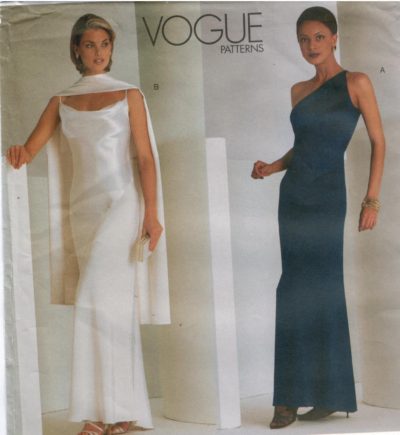 vogue evening gown pattern designer shoulder 2042 patterns sewing spaghetti strap sizes misses plus