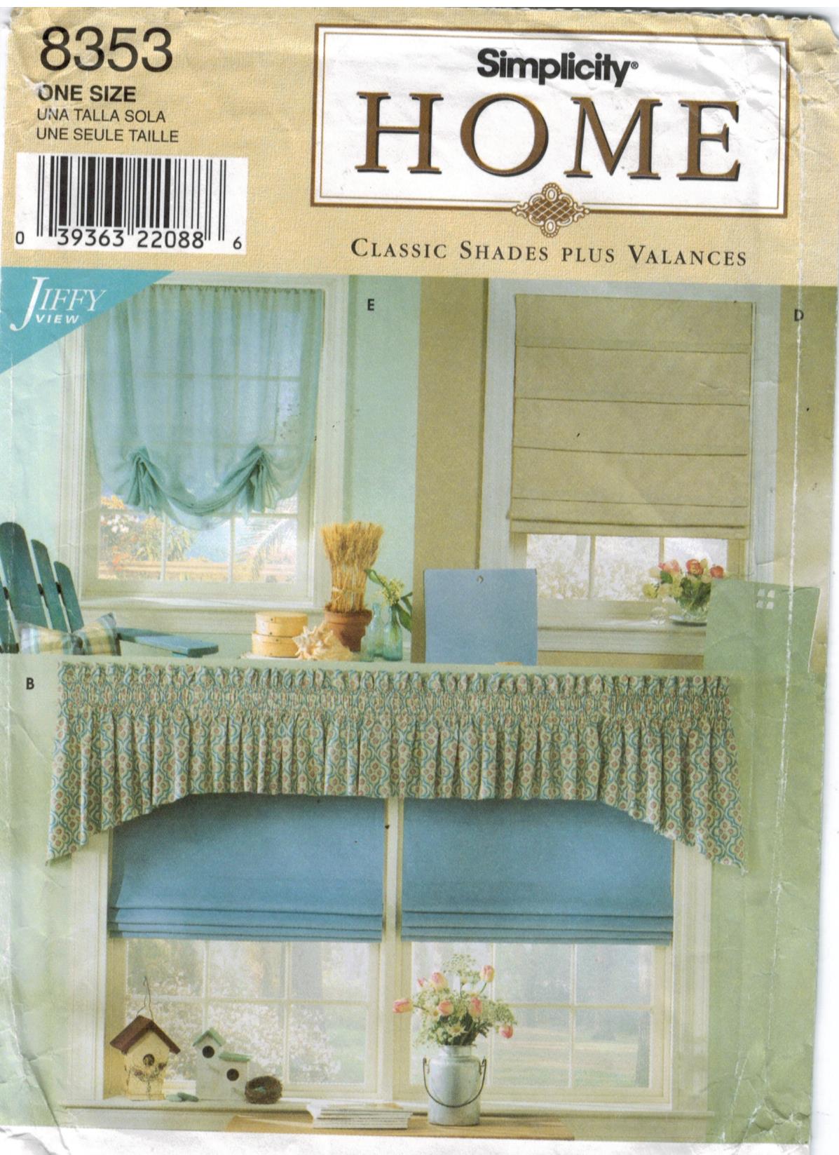 Simplicity Pattern 8353 Roman Shades and Valances Home Dec Fast and