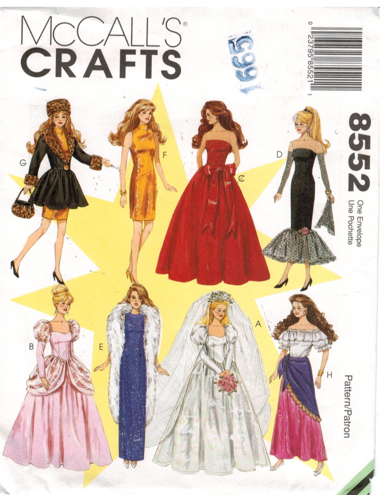 McCalls Pattern 8552 Barbie Doll Clothes Wedding Gown