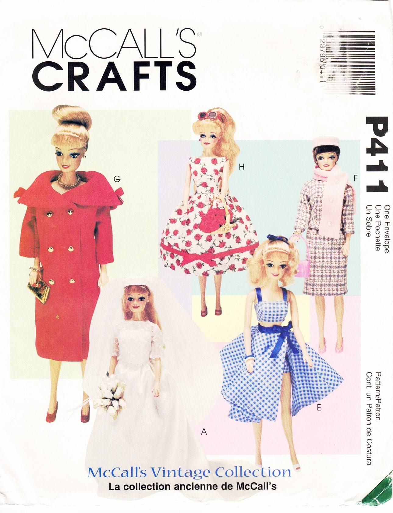 McCalls Pattern 9664 Barbie Vintage Collection Doll Clothes