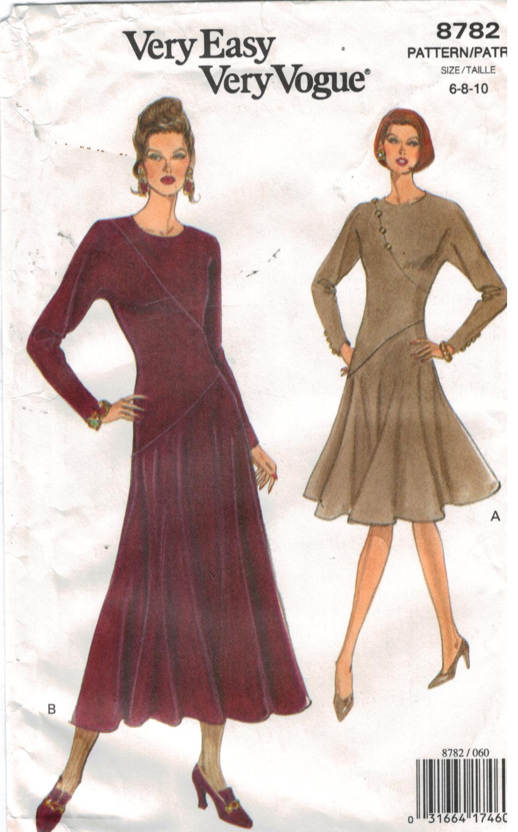 Vogue 2894 Sewing Pattern Misses Easy Dress in Two Lengths Knit