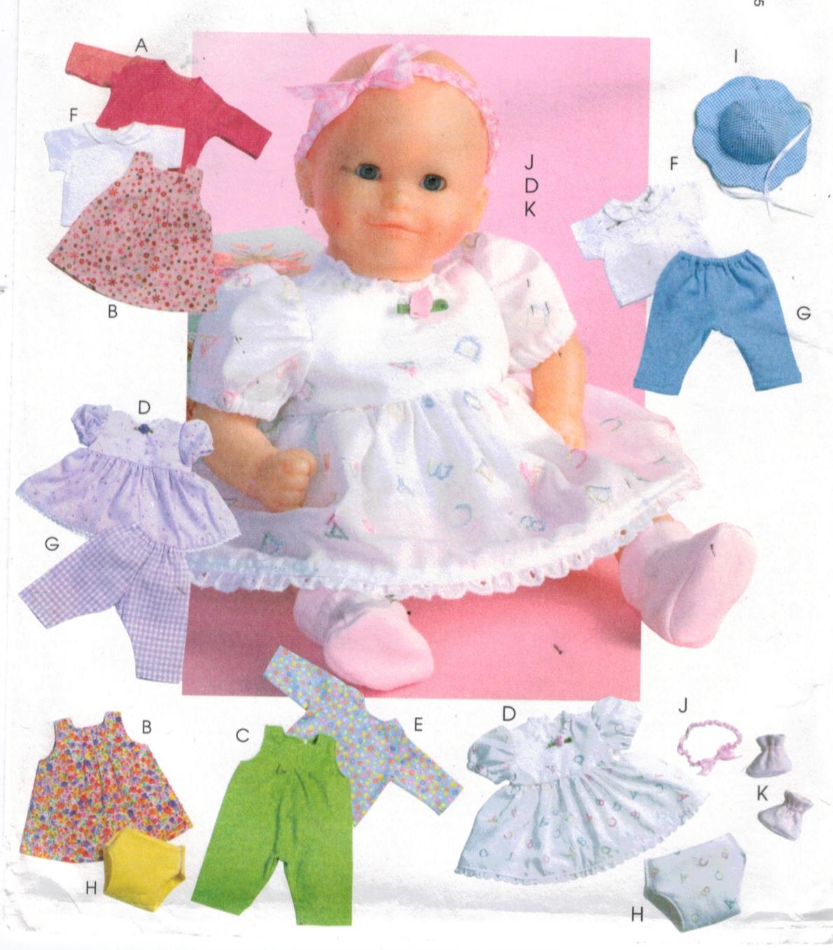 McCalls Pattern 4338 Baby Doll clothes Sizes medium and large | Sewing ...