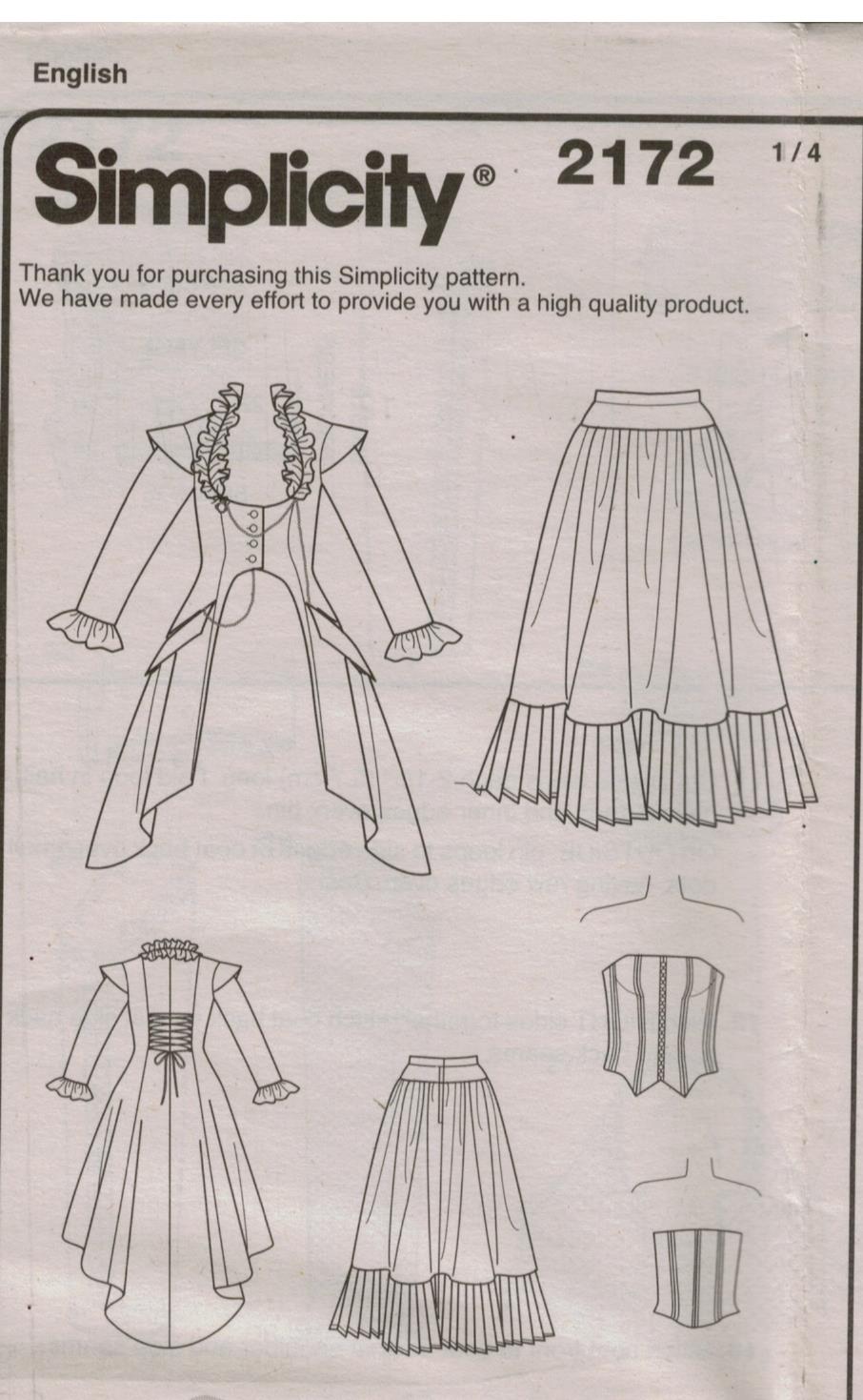 Simplicity Pattern 2172 Steampunk Victorian Titanic Costumes sizes 6 ...