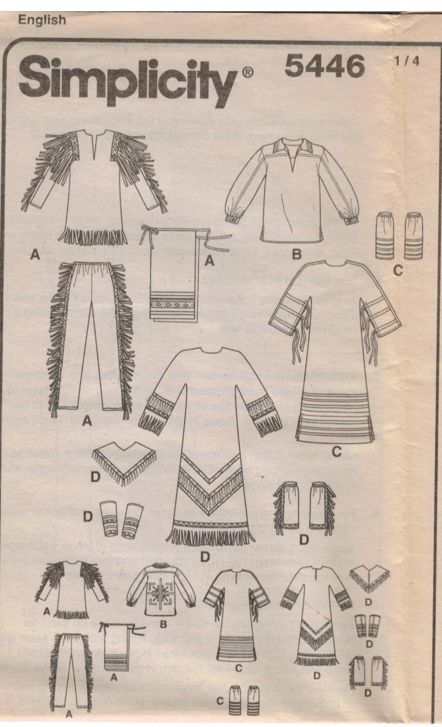 Simplicity Pattern 5446 Native American Designer Costumes for men and ...