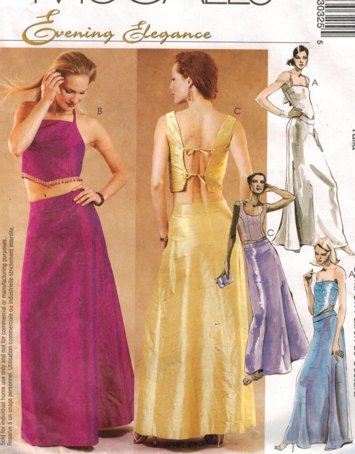 McCalls Pattern 3032 Evening Elegance Crop top and long skirts sizes 14 ...