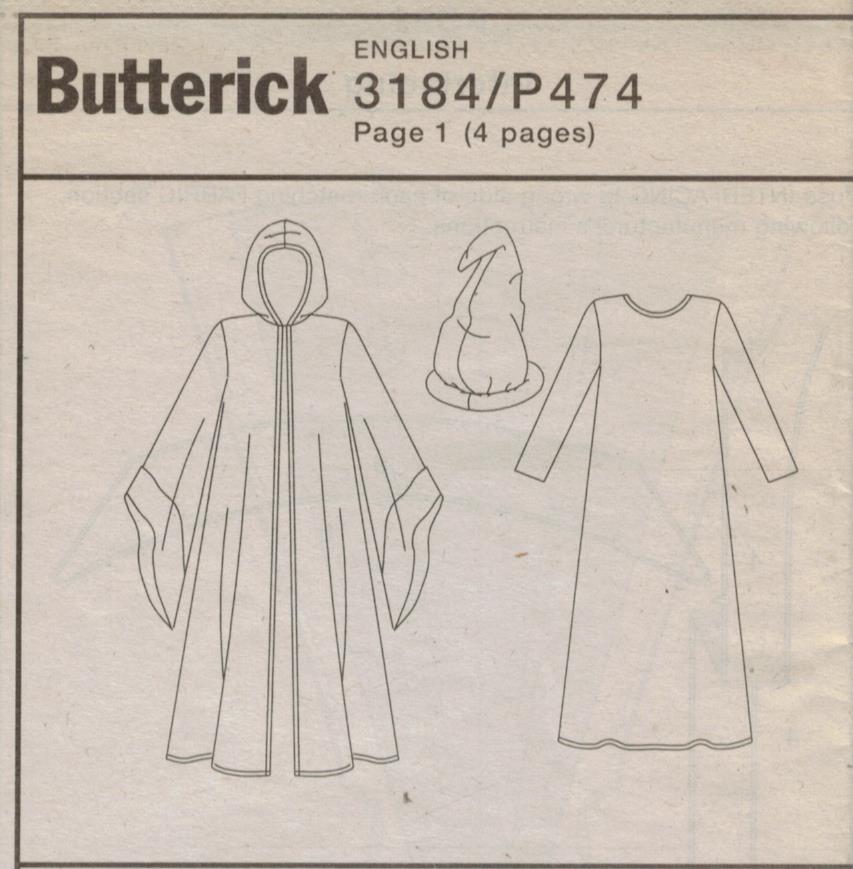 Butterick Pattern 3184 P360 Harry Potter Style Wizard’s Robes, Gowns