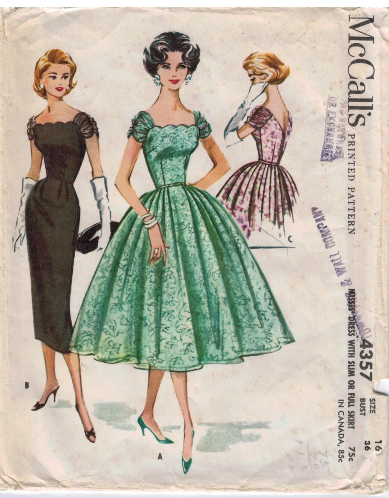 From 1964 McCall's 7434 Retro Misses Dress Pattern Complete Size 14