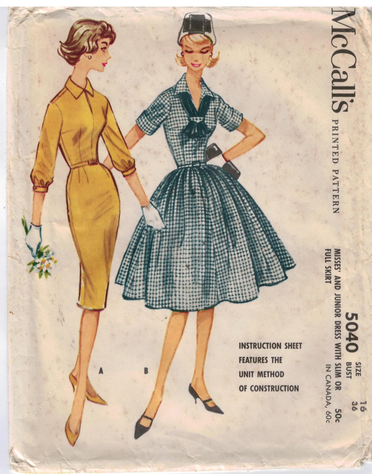 1950s McCall's 4558 Tiered Full Skirt Dress Pattern sz 12 bust 32 FF