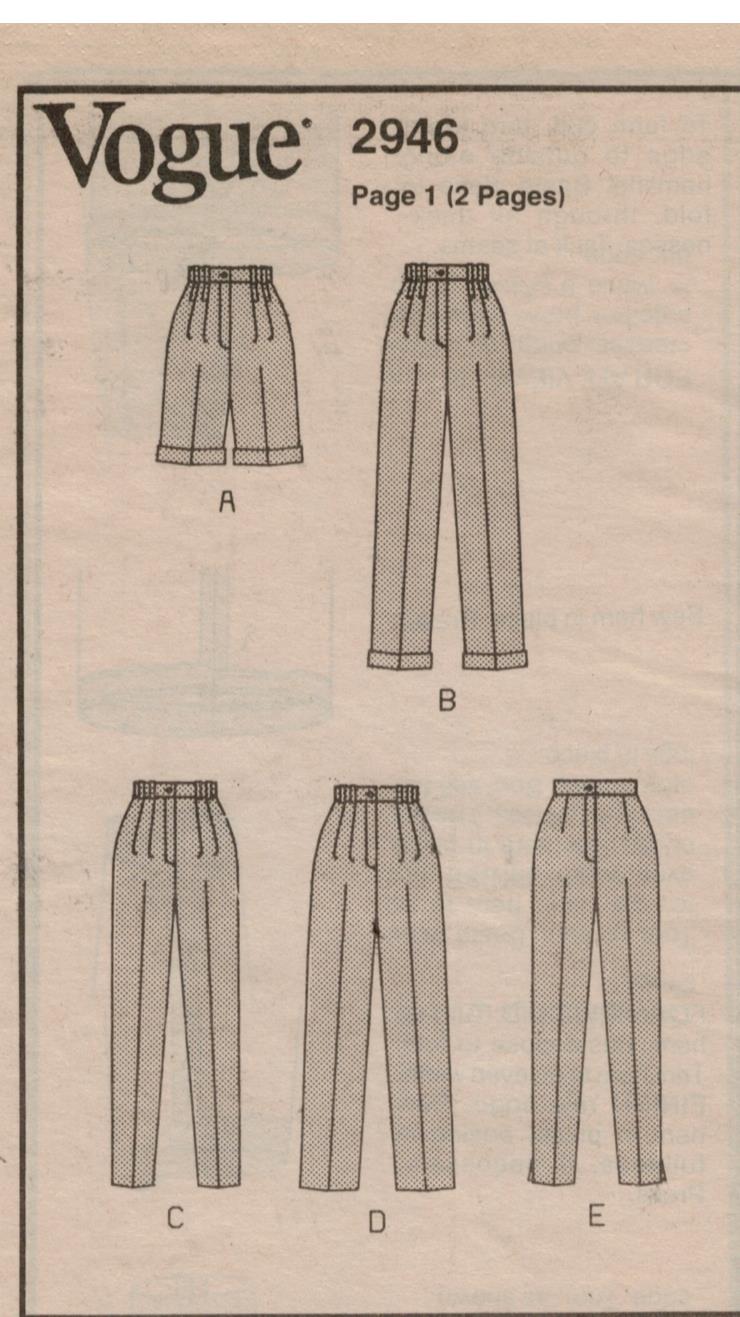 Vogue Pattern 2946 Basic Design collection of pants and shorts Misses