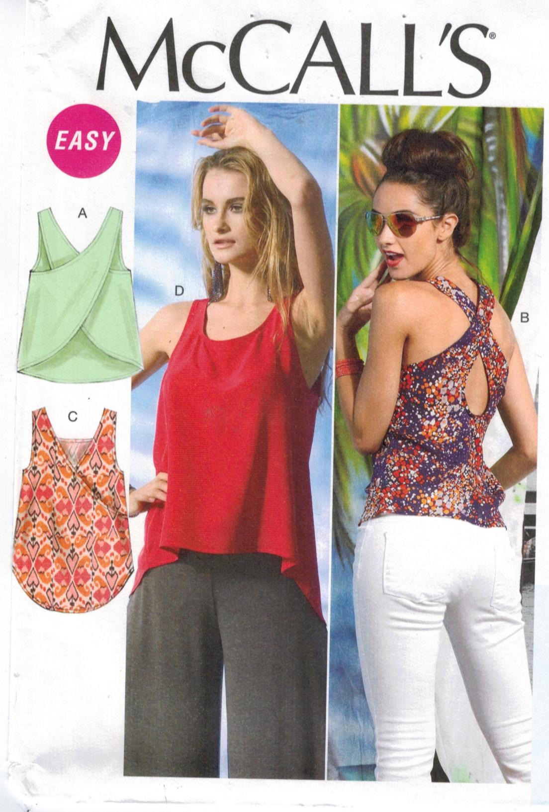 McCalls Pattern 6751 Easy to sew pullover tops criss cross back Misses ...