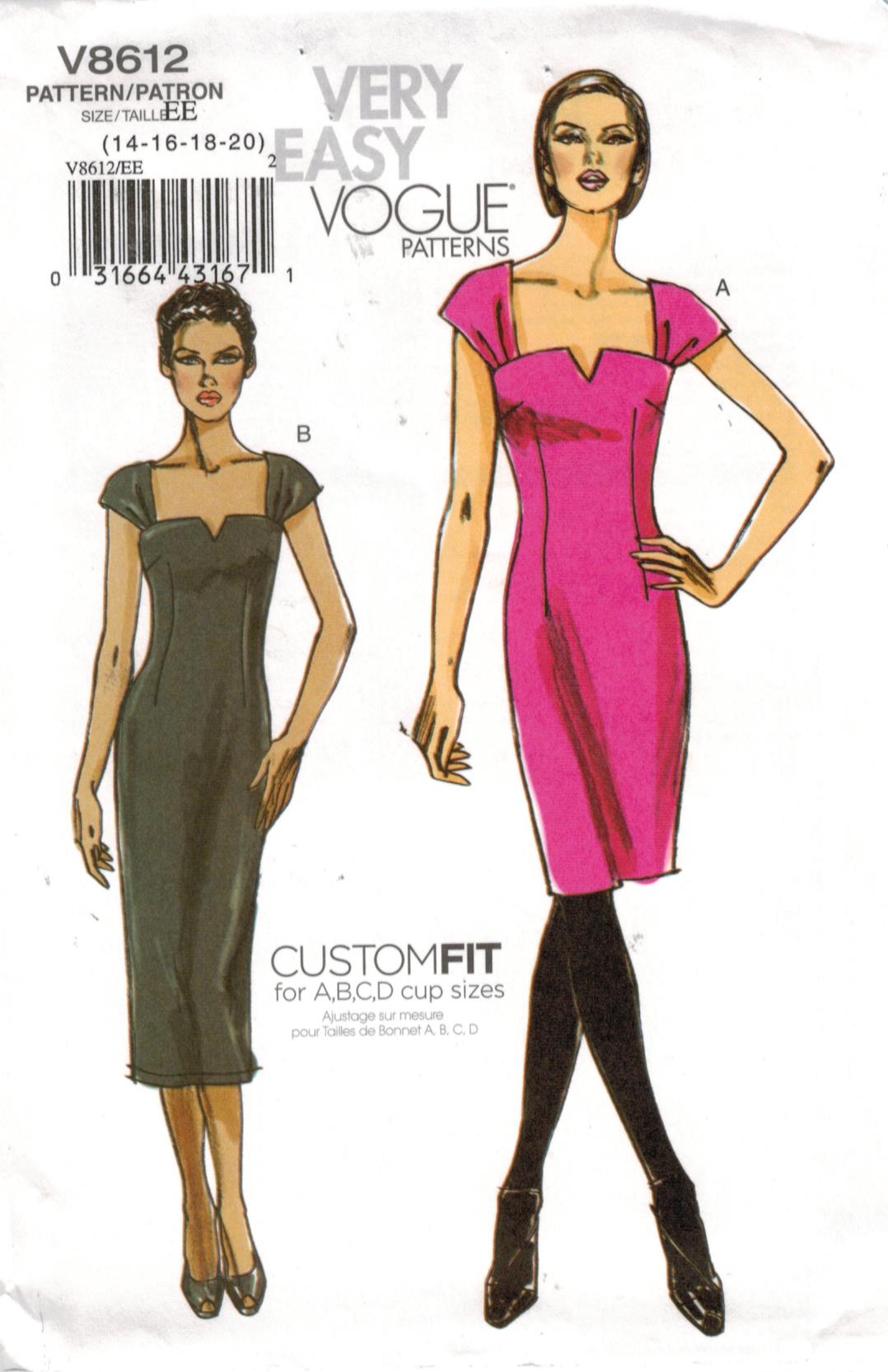 Vogue Pattern 8612 Very Easy Vogue Custom Fit Dress for A, B, C and D ...