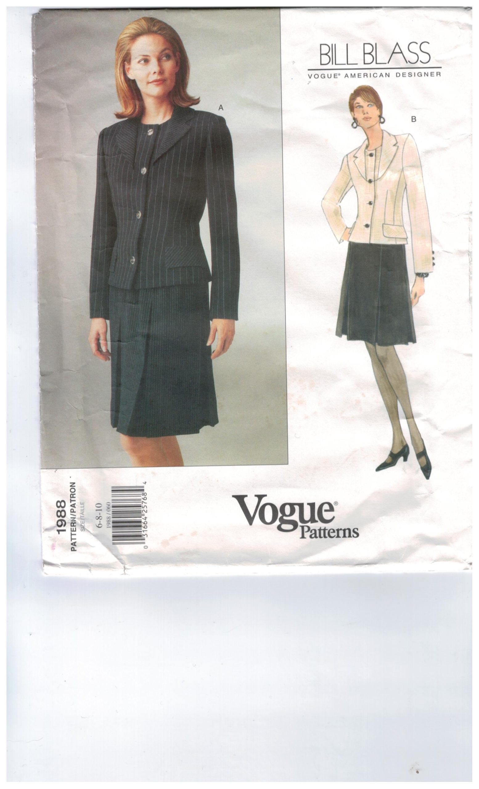 1960s Vintage Vogue Americana 2602, Bill Blass Suit, Two-tone Jacket, Skirt, Pants, Large selling Envelope Vogue / Size 12 UNCUT FF