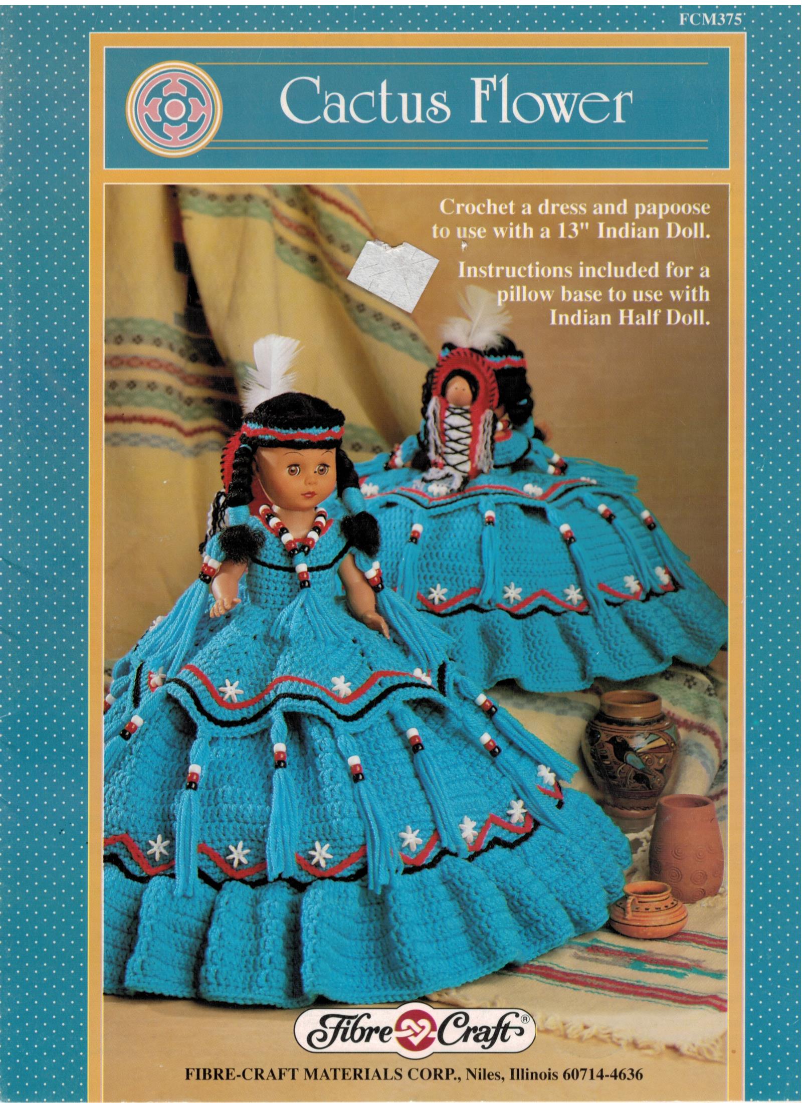 Indian Princess 14.5 Craft Doll with crochet dress pattern Doll AND Dress Pattern and Beads movable eyes legs arms
