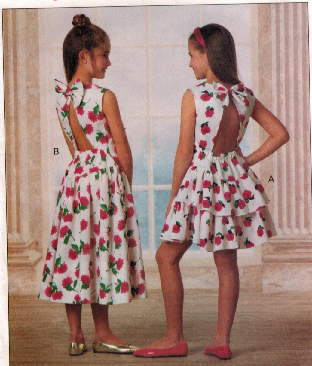 Butterick Pattern 6807 Dropped Waist Dresses For Girls In Two Lengths With Open Back By Designer