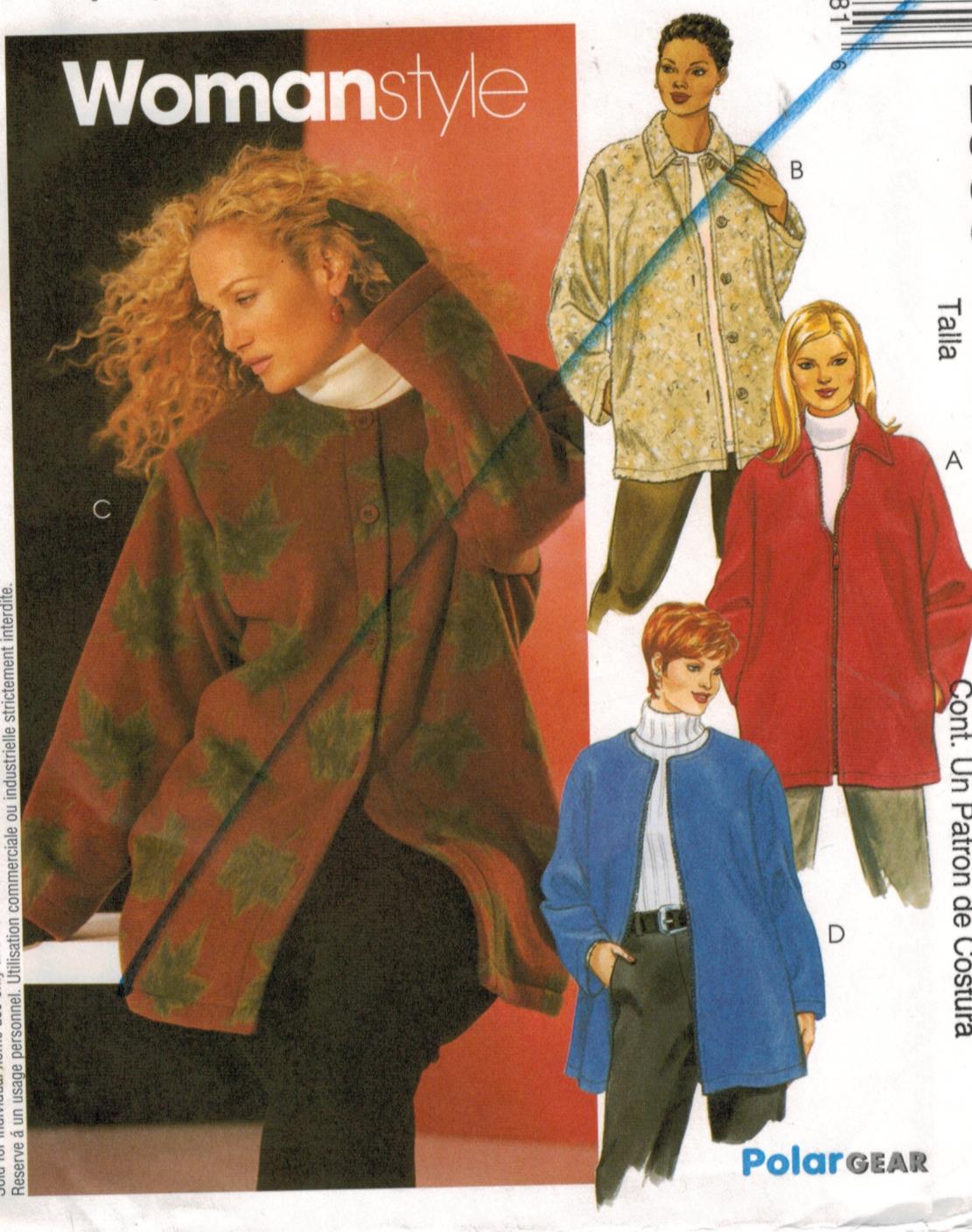 McCalls Pattern 2968 WomanStyle zip or button front fleece outerwear ...