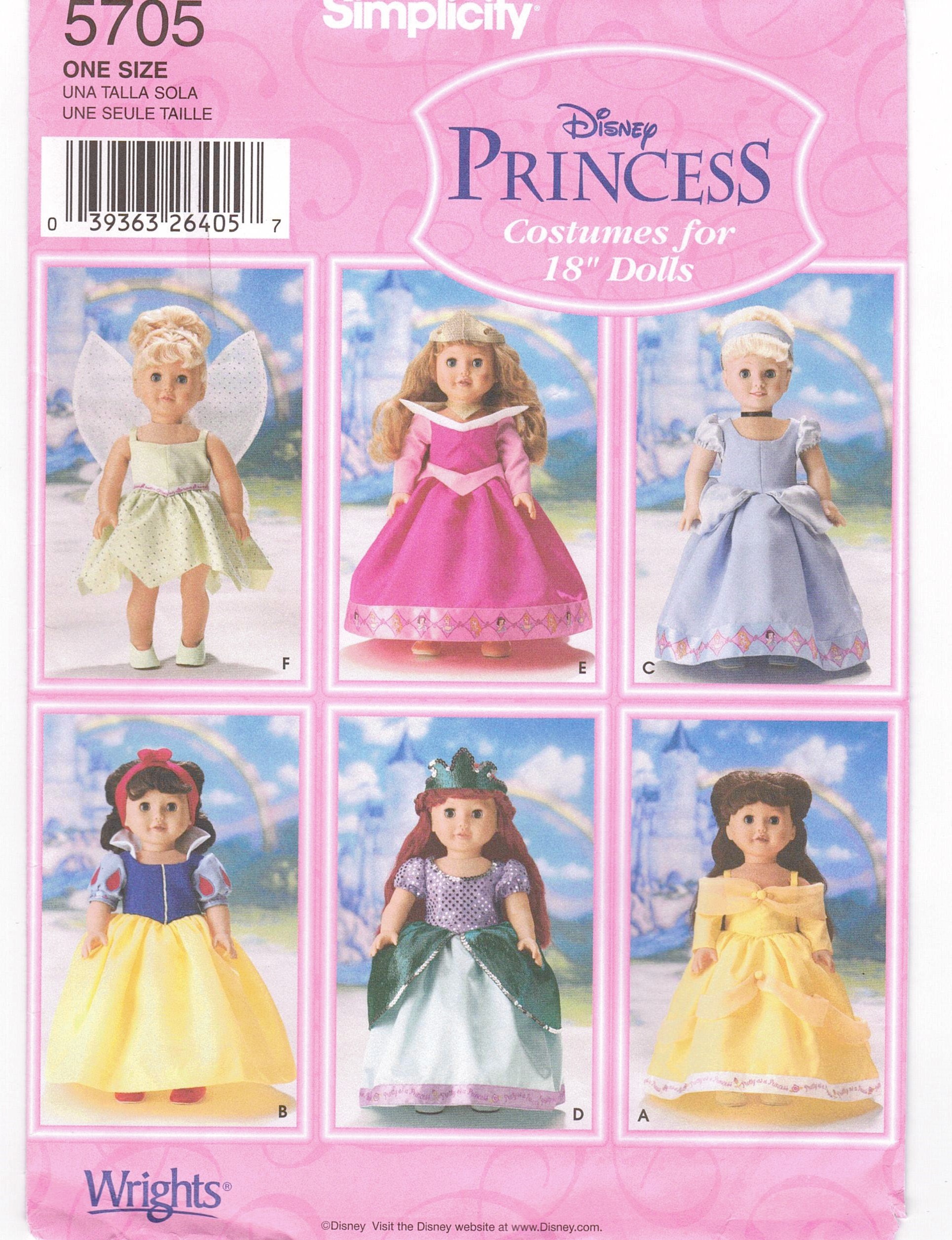 Cinderella Snow White Sleeping Beauty Belle Ariel Tinkerbelle Simplicity 5673  11 12 Fashion Doll Costumes