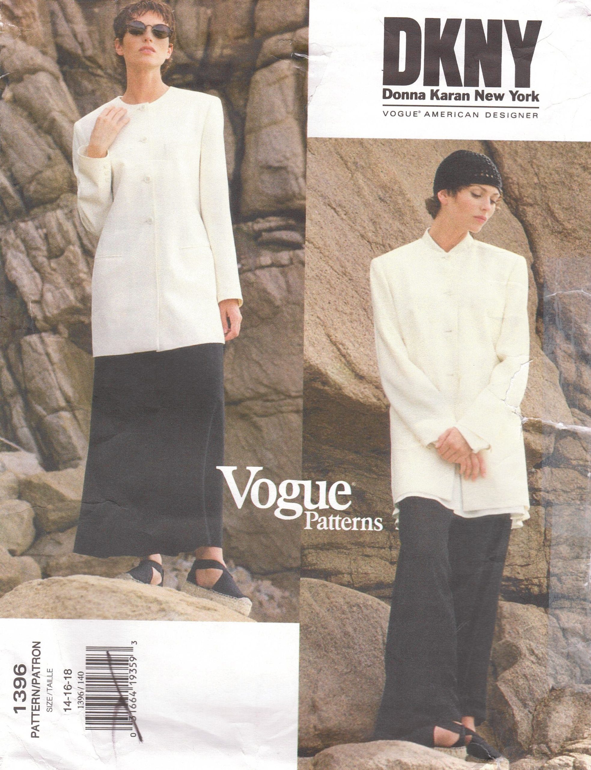  Vogue Donna Karan Design 2023 (14-16-18) Misses Jacket and Belt  : Arts, Crafts & Sewing