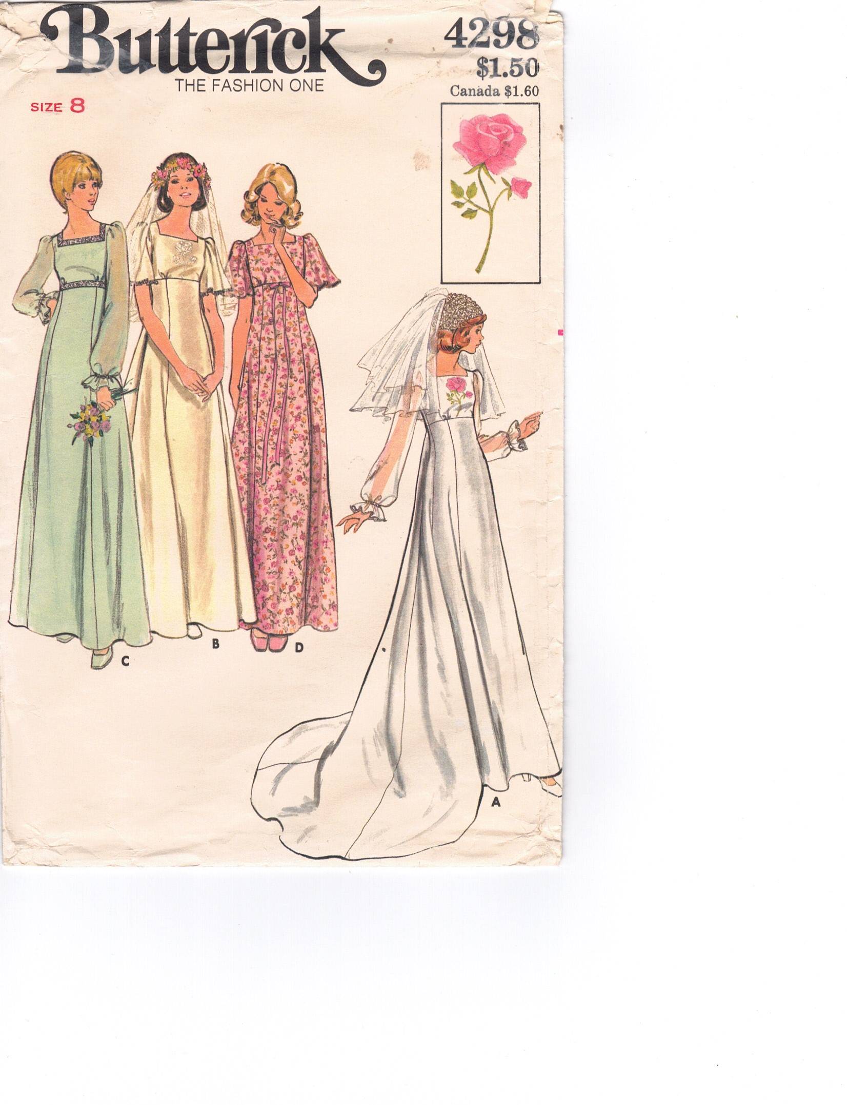 Butterick Pattern 4298 Wedding Gown, Bridesmaid and formal dresses