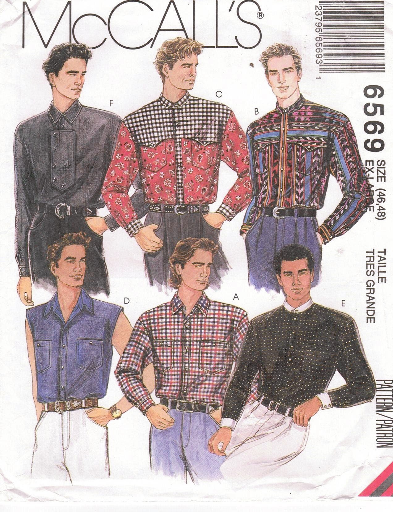 Vintage Mccall's 2344 Misses' Large Bust 38-40, Men's Large Chest 42-44  Knit Shirts and Tank Tops 
