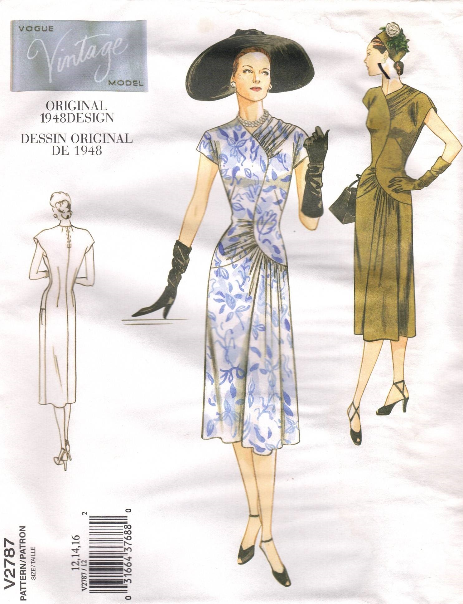 Vogue Pattern 2787 Vintage Model original dress design from 1948 Sizes  12
