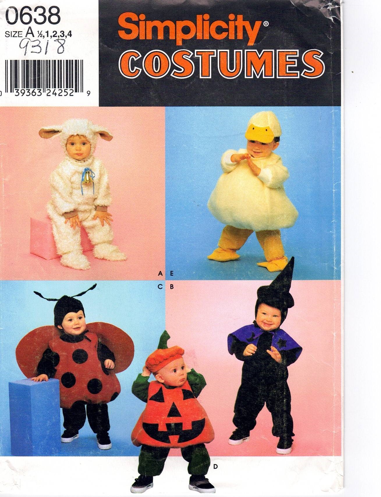 Simplicity Pattern 9813 Sewing for Dummies Costumes for Toddlers sizes 1,  2, 3, 4