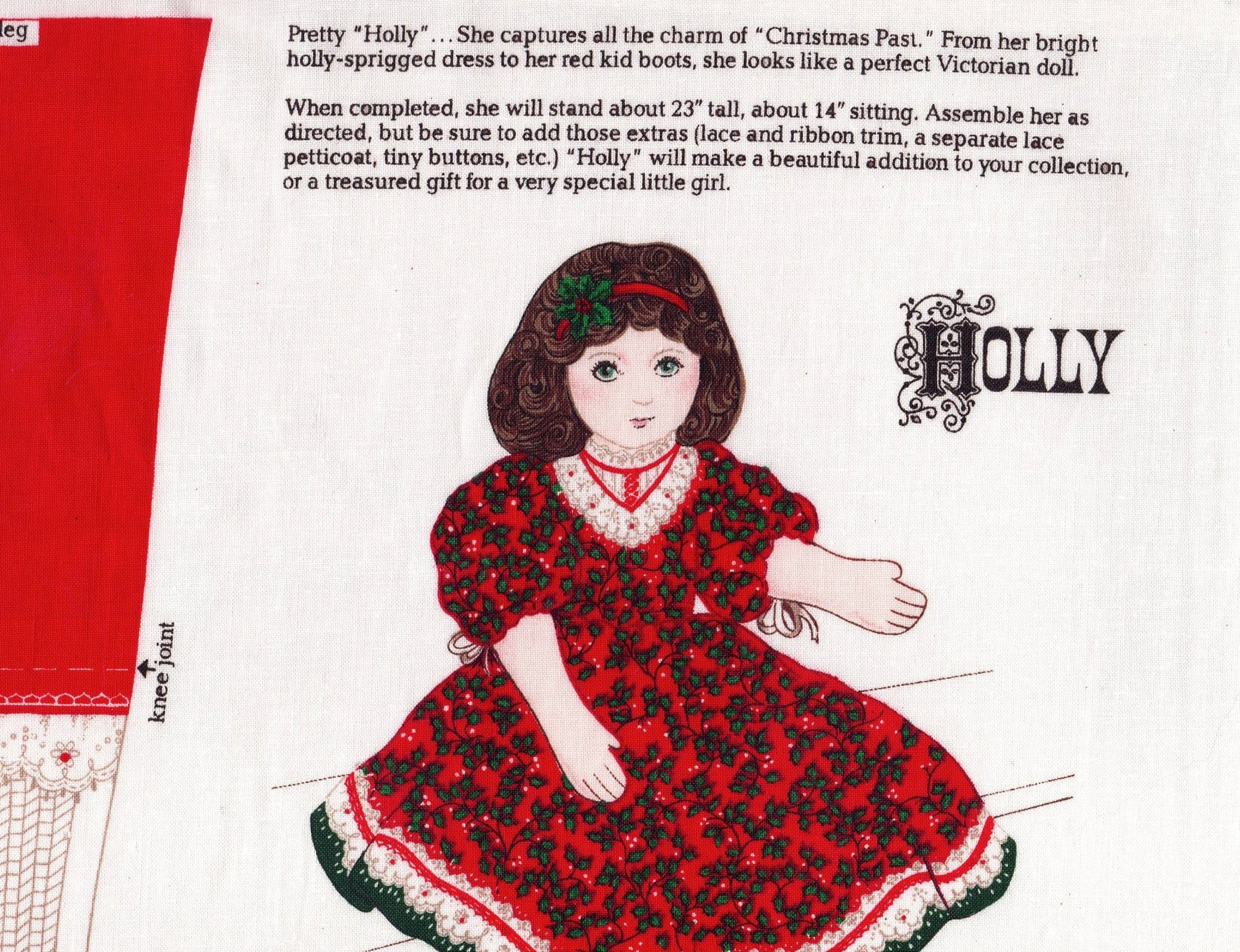 VIP Fabrics Cranston Printworks Holly Holiday Doll and clothing