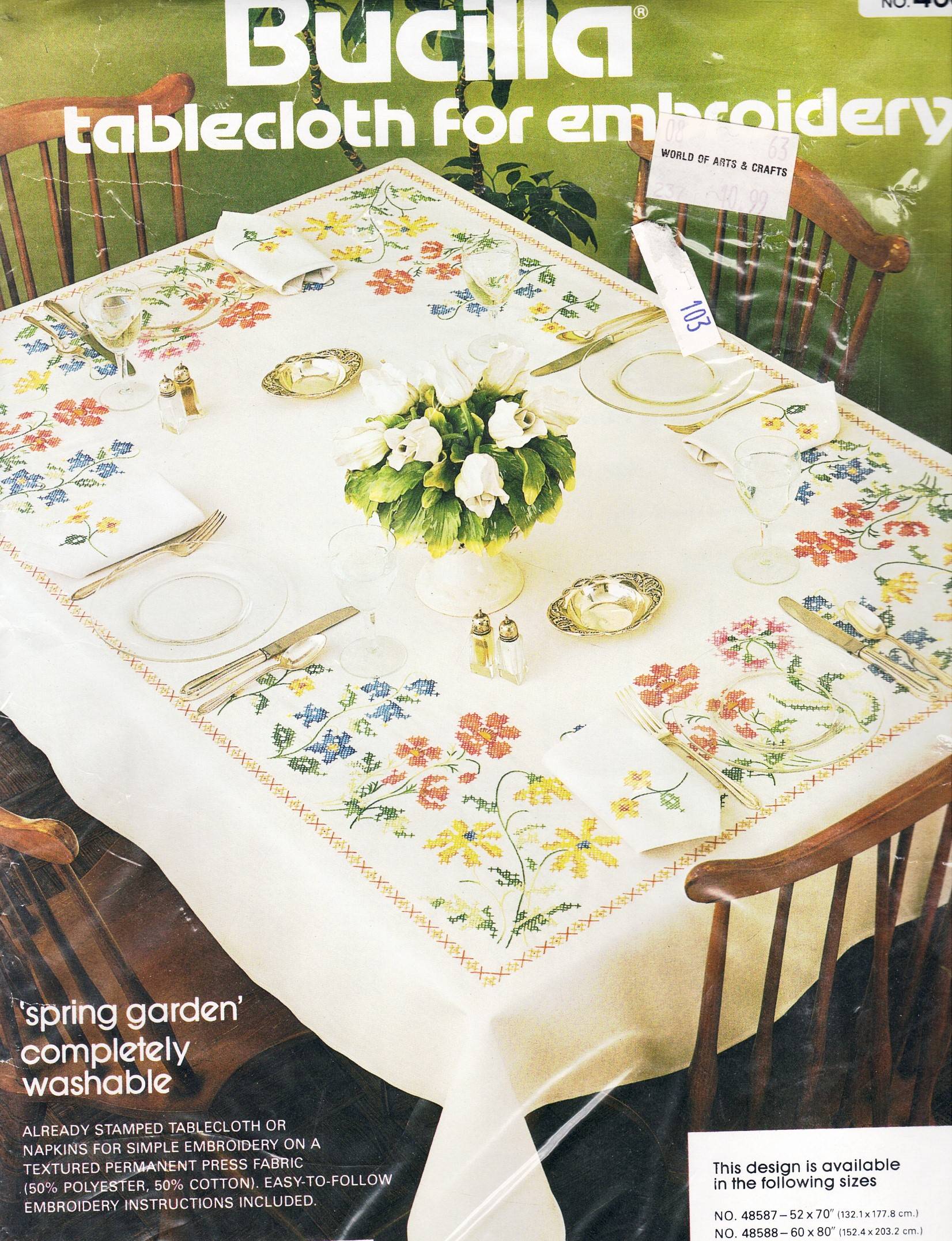 Bucilla Spring Garden Embroidery Kit 58” ROUND shops Tablecloth 4 Napkins Wildflowers