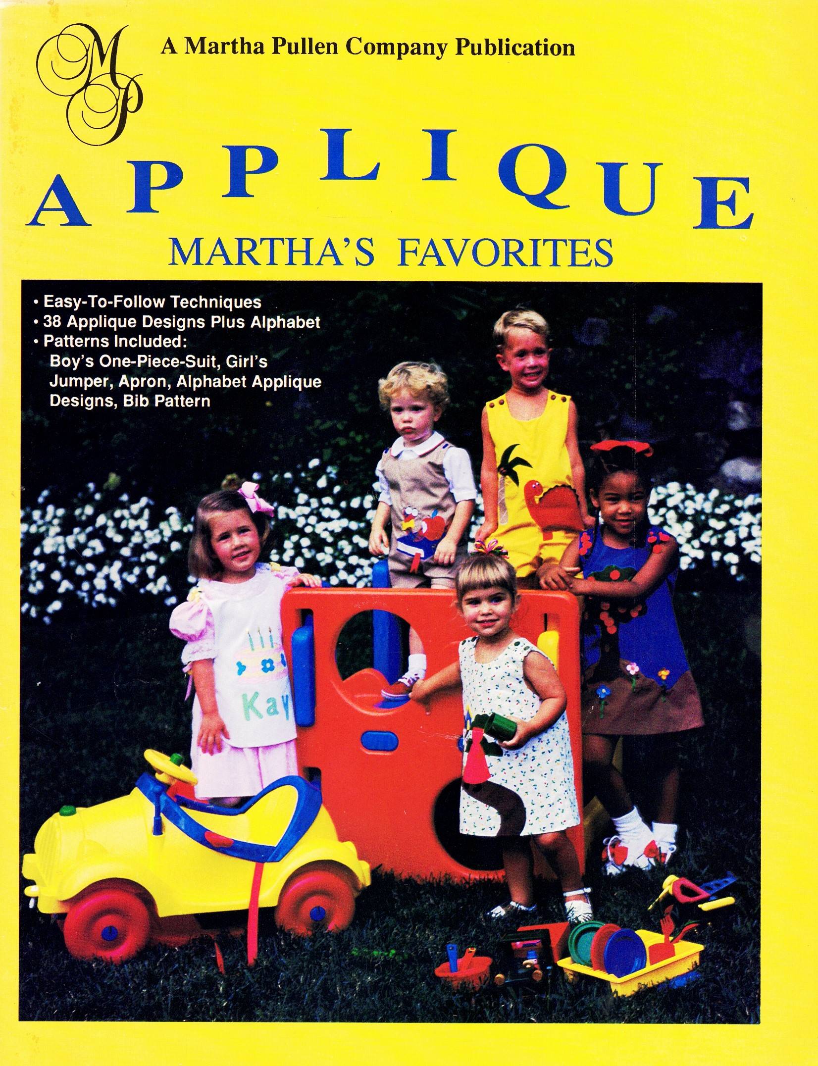 Martha Pullen Applique Favorites Book 36 designs, alphabet and child's one  piece suit, jumper, apron, bib